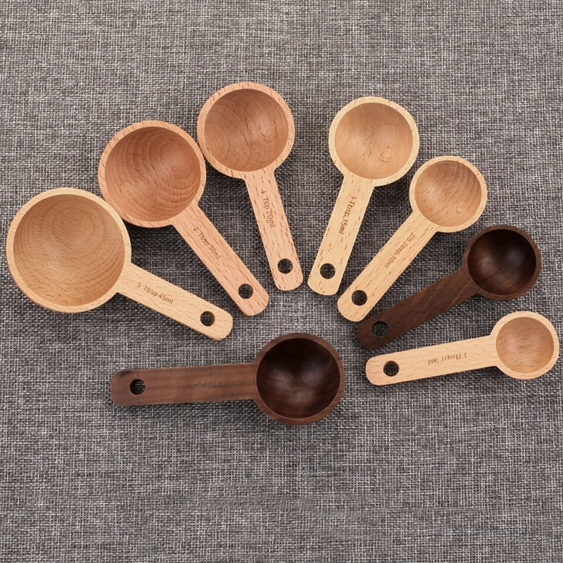 Custom Small Protein Powder Bath Salt Candy Honey Spice Tea Ice Cream Coffee Measuring Wooden Spoon Scoop