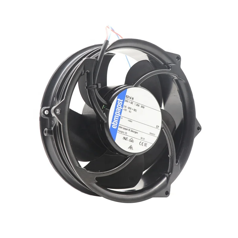 Ebmpapst 6314H 172x51mm 24V DC 321CFM 31W 58dBA 5000RPM Ball Bearing Wire Leads IP20 Inverter Axial Cooling Fan
