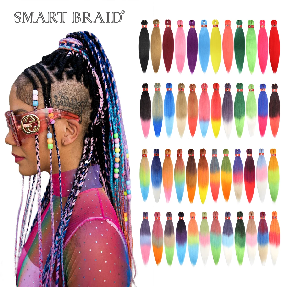 SmartBraid Flame Retardant Braid Hair Braiding Hair Pre Stretch Synthetic Braiding Hair Extension