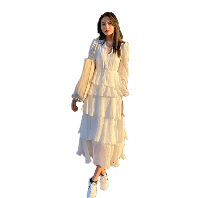 2020 New Arrivals  Elegant Dress Elastic Waist Long Sleeve Muslim Dress for Women made in Vietnam
