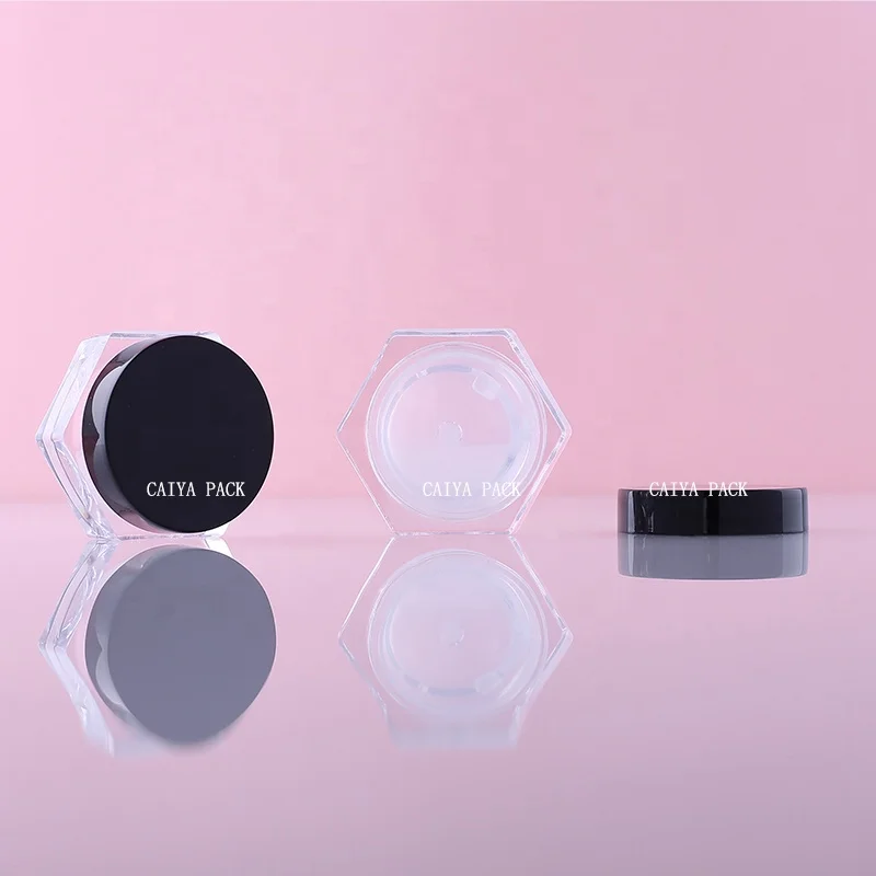 Rose gold 5g clear bottle Unique hexagon round square single glitter eyeshadow gel case eyebrow blusher gel container compact