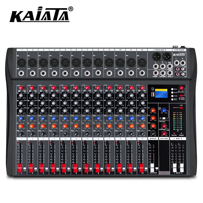 KAIKA CT12  Power Amplifier 48V Phantom Power 12 Channel  Karaoke  Console Professional Audio Mixer