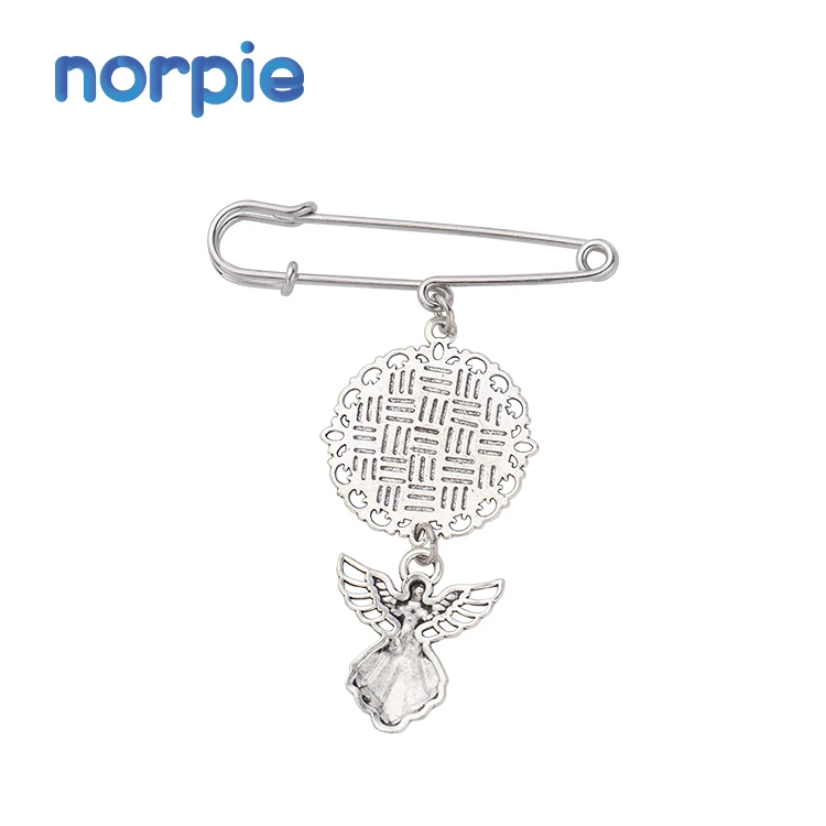 Wedding Bouquet Photo Charm DIY Brooches Pin Brooch Metal Sublimation Metal Brooch with angel wings