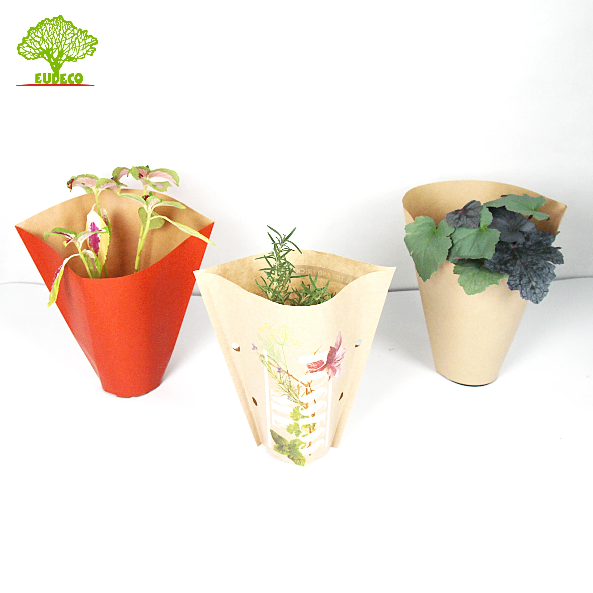 Biodegradable Vegetable Bag Kraft Sleeve Kraft Paper Flower Sleeves Flower Pot Sleeves