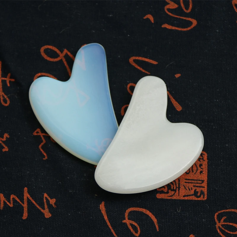 Skincare Health Care Products Scraping Body Massage Tool Heart Shape White Jade Gua Sha Board