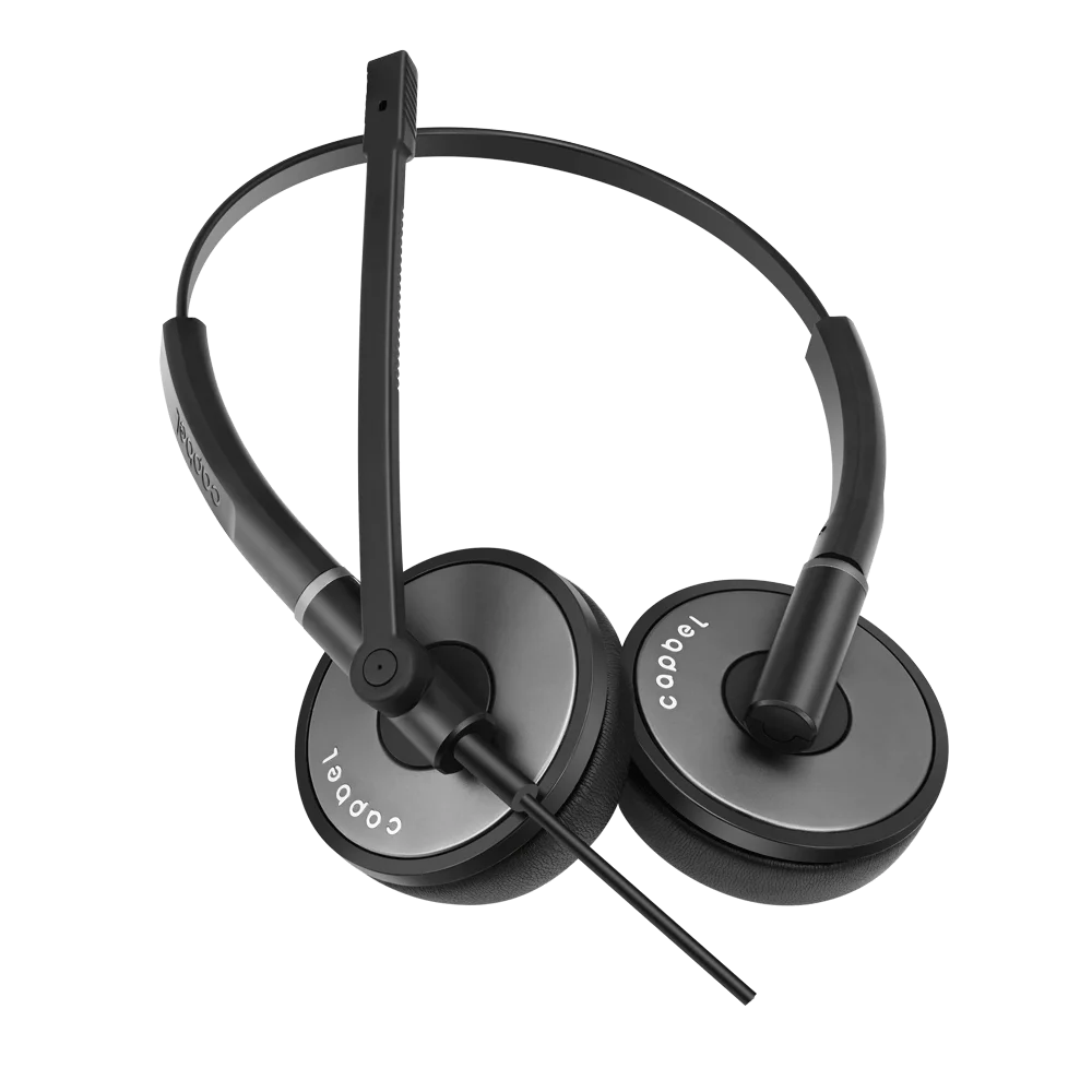 Wired USB Call Center with Noise Cancelling 360 Degree Rotatable Mic Business Commuting Headsfree Headphone for PC Home Office