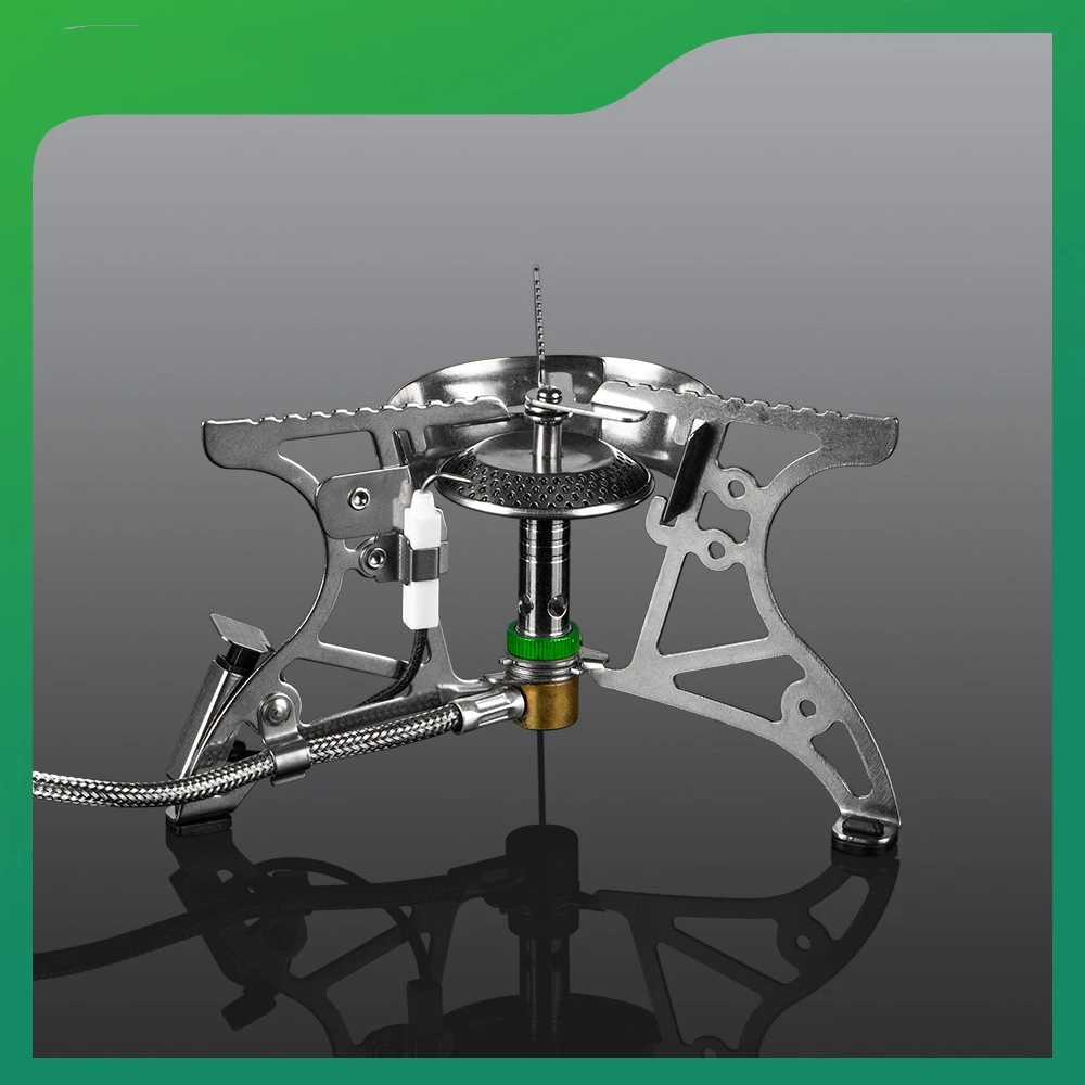 Camping Gas Split Stove, Portable Windproof Foldable Gas Stove with piezoelectric Ignition for Outdoor Picnic