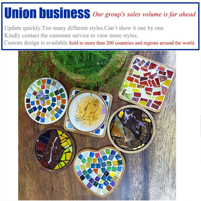 Glass Mosaic Tiling Beer Coasters Mosaic Tile Glass DIY Mosaic Coaster Handmade Material for Child DIY Make Your Own Coasters