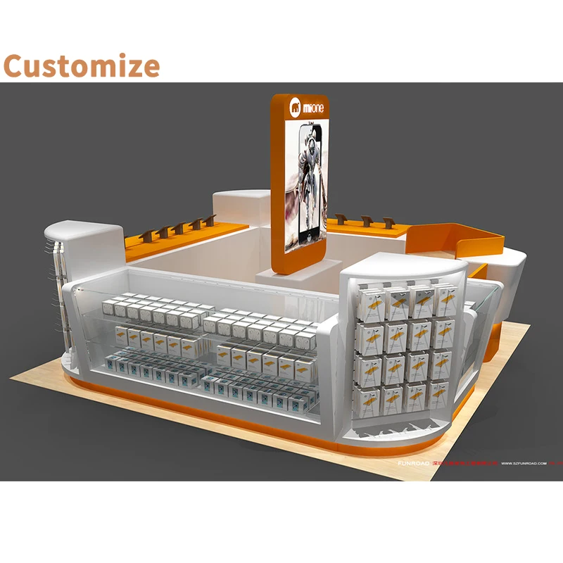 Customize the Phone Case Glass Display Cabinet Cell Phone Showcase Mall Stand Cellphone Accessories and Repair Kiosk