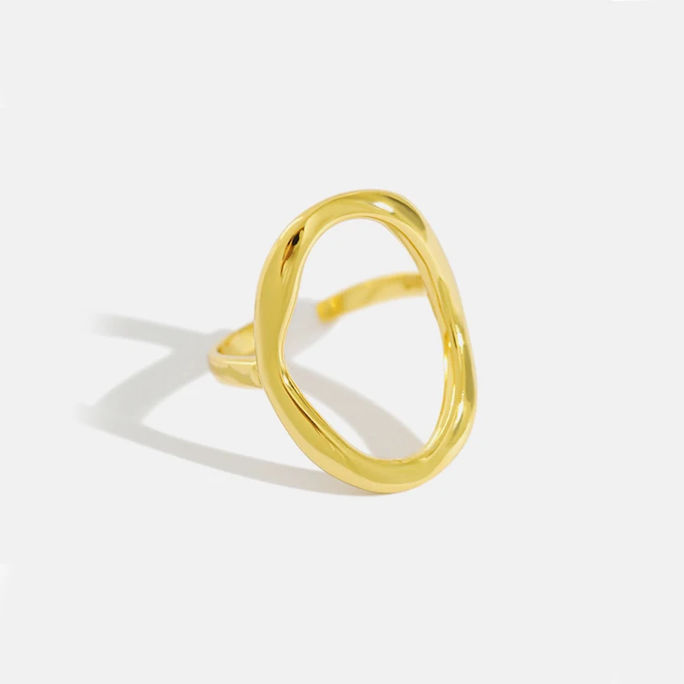 S925 sterling silver ring INS simple geometric irregular hollow ring female Japan and South Korea