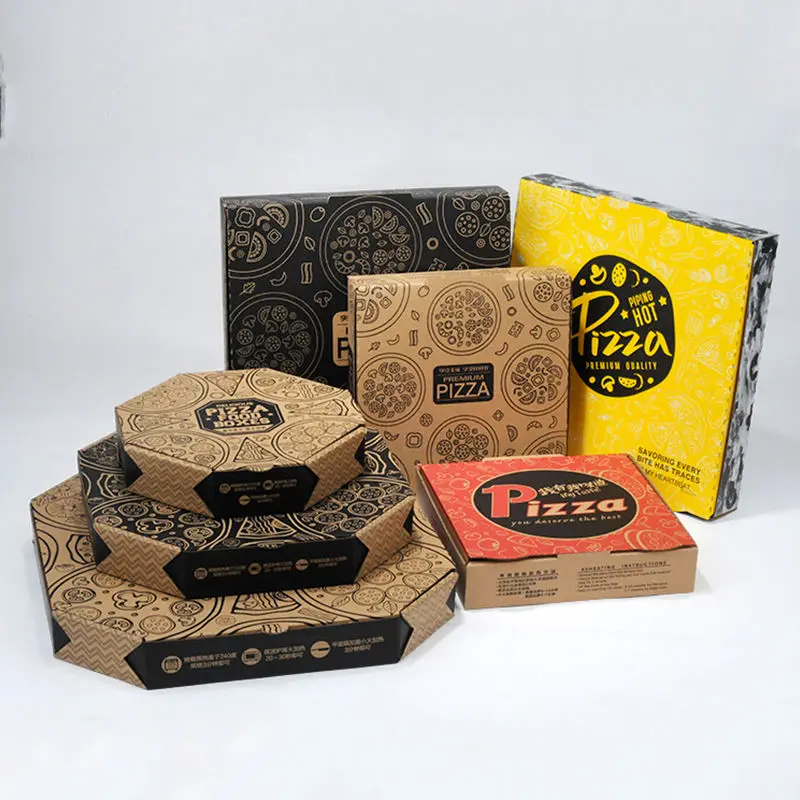 Custom Cheap Round Octagon Pizza Packaging Paper Box Takeaway Food Container Delivery Pizza Packaging Lunch Box Wholesale