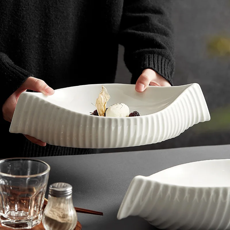 Creative Porcelain Stone Plate Dishes Catering Plato Dinnerware Vajilla Catered Events Restaurant Ceramic Plate appetizers