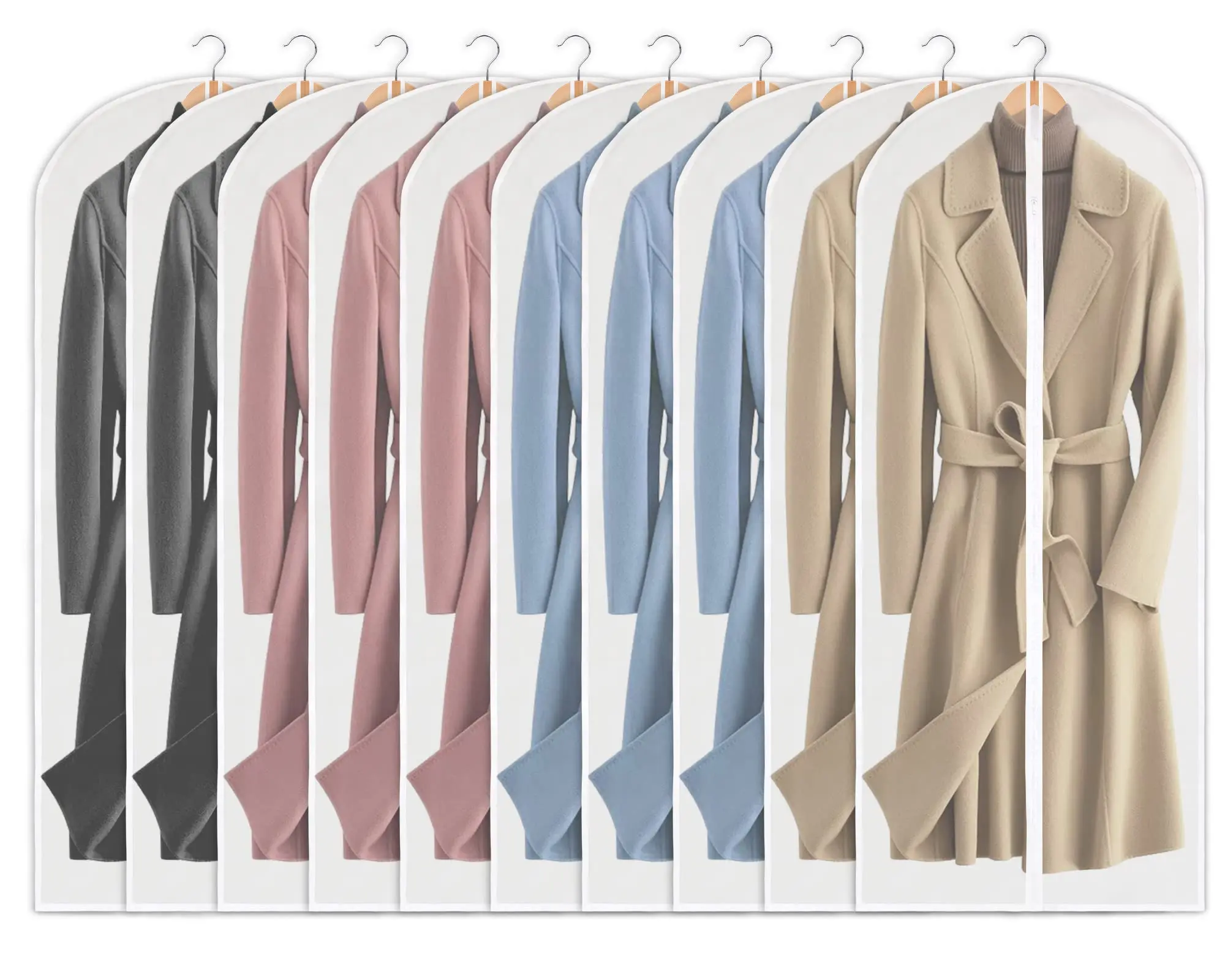 Garment Bags for Hanging Clothes EVA Dustproof Suit Bag Coat Protector Zippered Garment Covers for Closet Storage and Travel