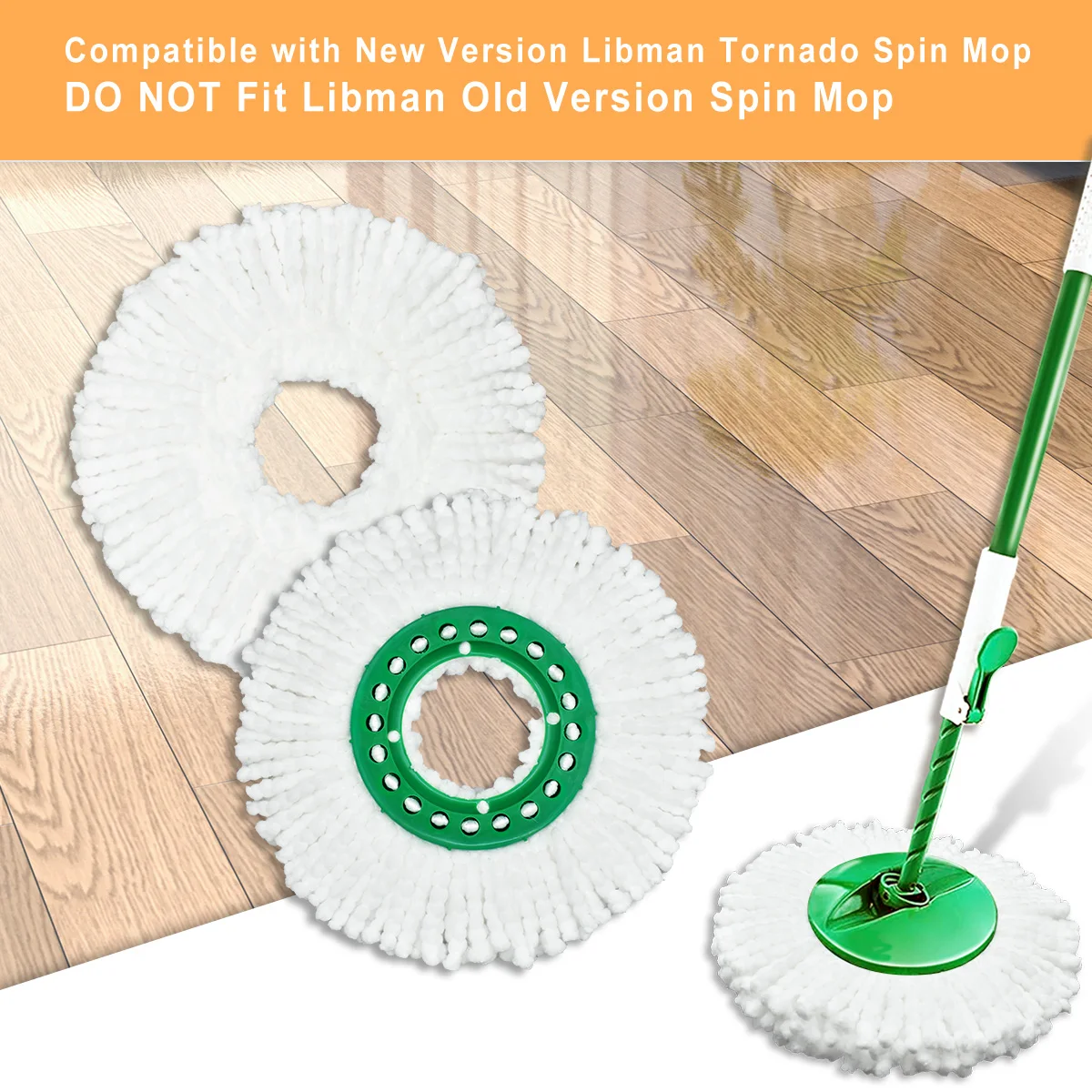 3 Pack White Color Easy to Replace Mop Head Replacement For Libman Tornado Spin Mop