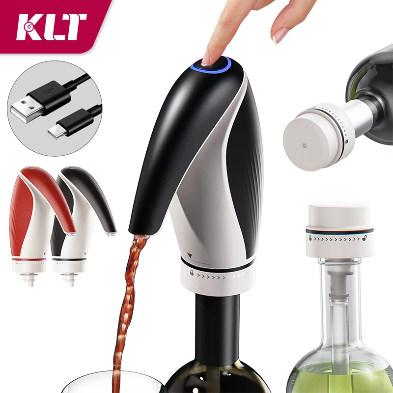2024 NEW Design Penguin Type-C Rechargeable 3in1 Electric Wine Aerator Dispenser and Preserve