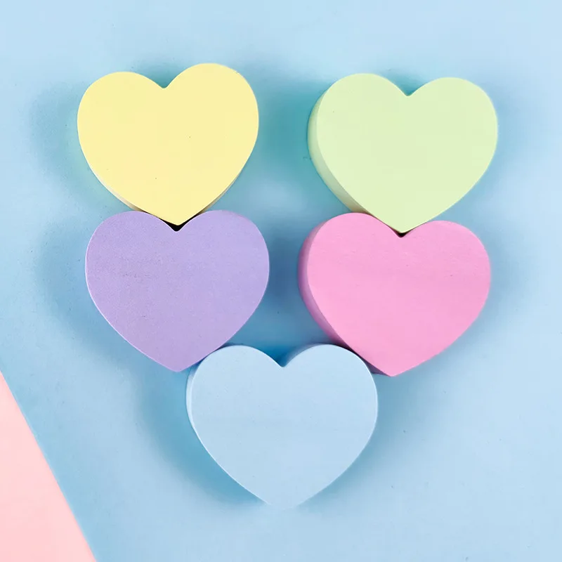 Wholesale 120 Sheets Colorful Heart Shape Sticky Notes for Stationary Supplies