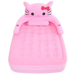 Cartoon cat sleeping bed  home bedroom durable mattress PVC airbed inflatable flocking portable air bed mattress