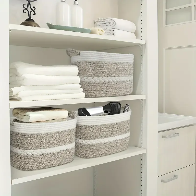 Living room toy sorting basket large cotton rope basket Clothing storage basket