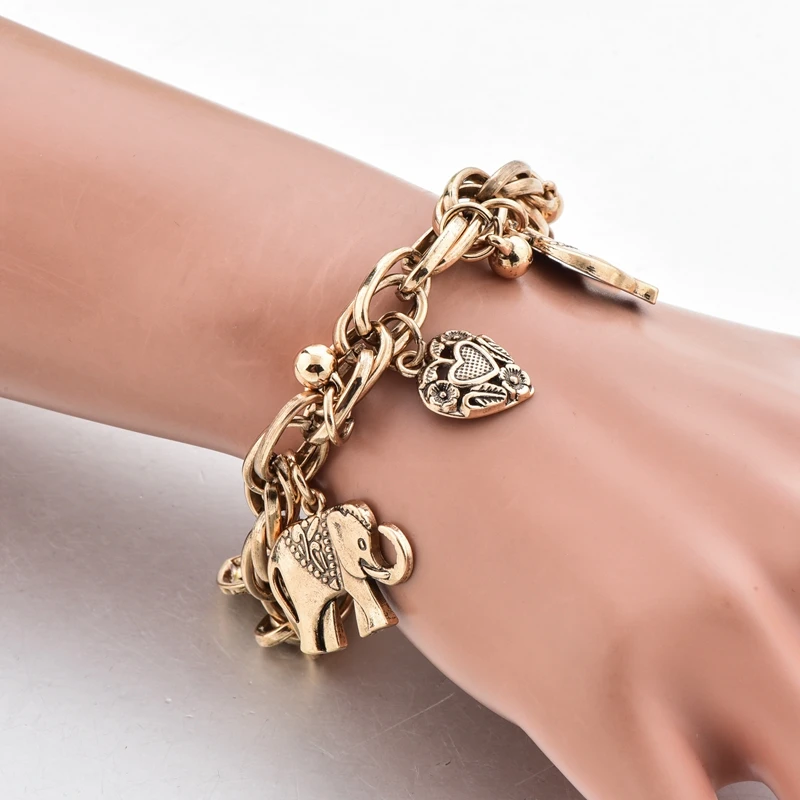European and American Jewelry Fashion Retro Elephant Bracelet Creative Clavicle Chain Heart