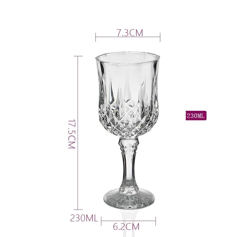 European Style Embossed Transparent Drinking Water Glass Crystal Vintage Goblet Wine Glasses Cup