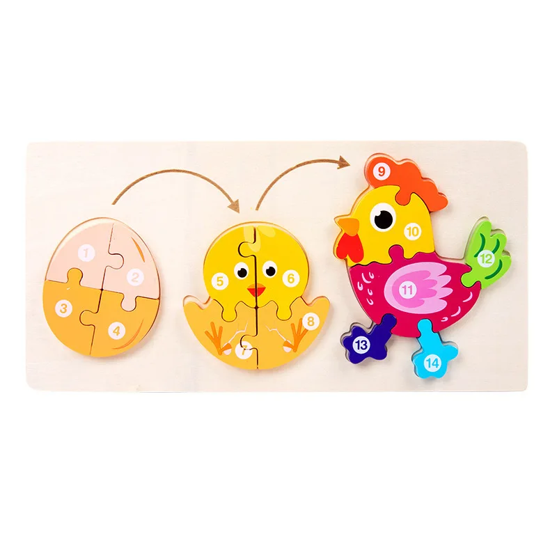 Новый деревянный 3D-пазл для роста животных, Другие Развивающие Детские Классические экологически чистые Мультяшные игрушки для детей