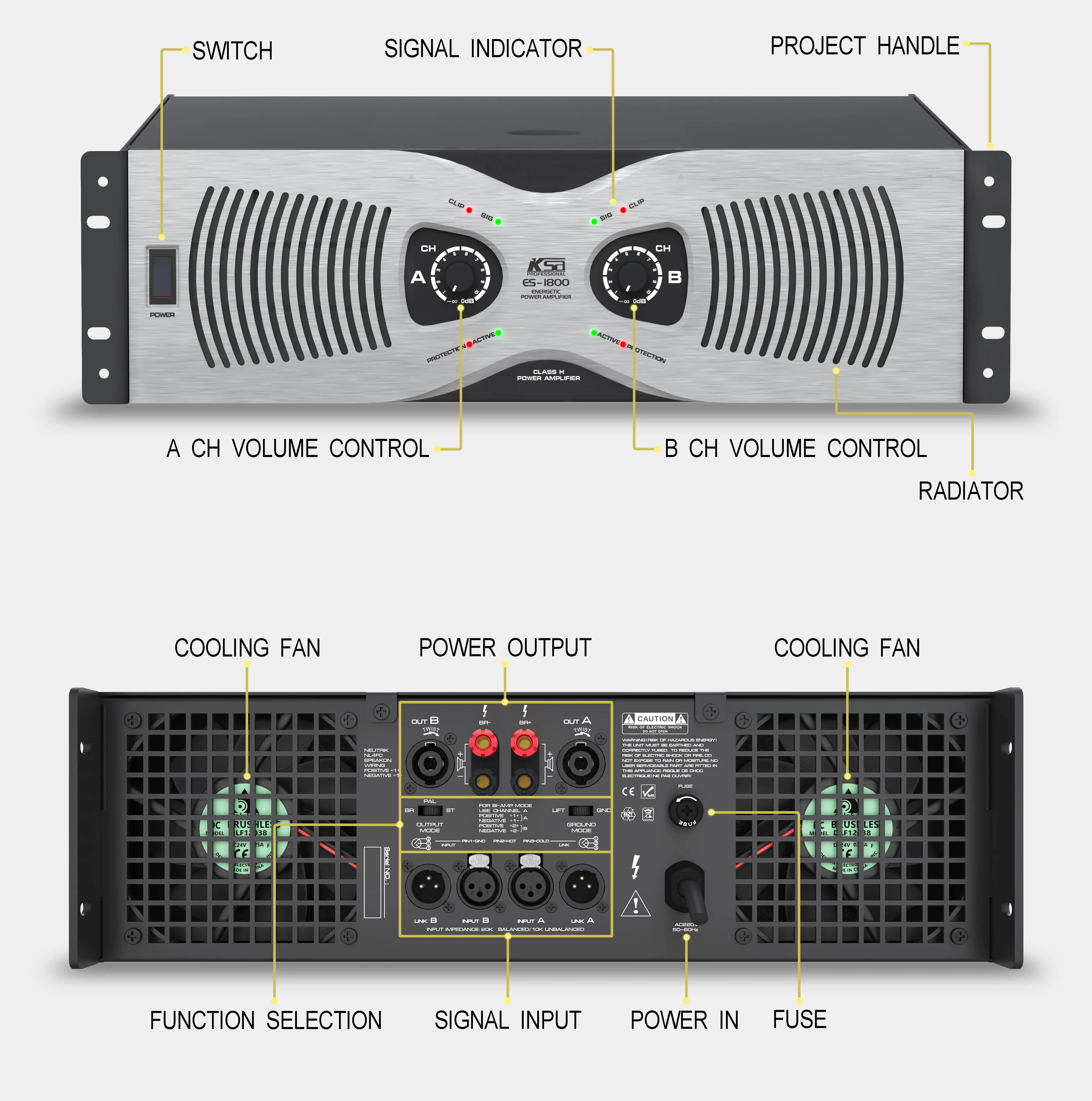 1800w 1500w 1350w OEM 2 Channel Best Power Concert Audio Professional Amplifier for Dj
