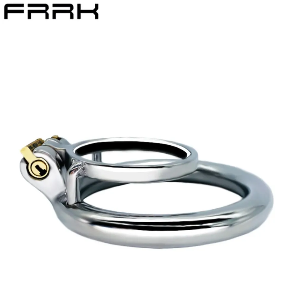 FRRK-122 New Simple Chastity Device Metal Curve Penis Rings Double Round Ring Chastity Device Cock Cage BDSM Games Toys