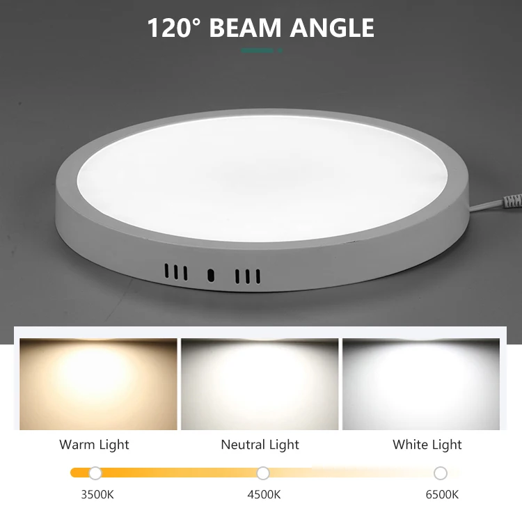 Energy Saving Indoor Lighting School Hospital Aluminum Surface Mounted 6w 12w 18w 24w Round Led Panel Light