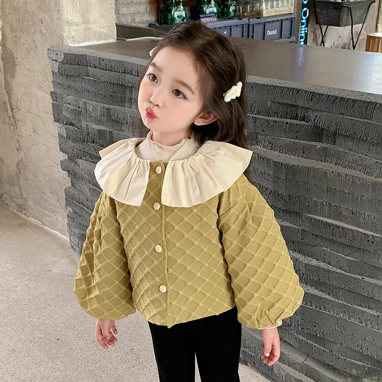 New Korean Style Spring Autumn Children Outwear Puff Sleeve Jacket Sweet Princess Baby Girl Coat