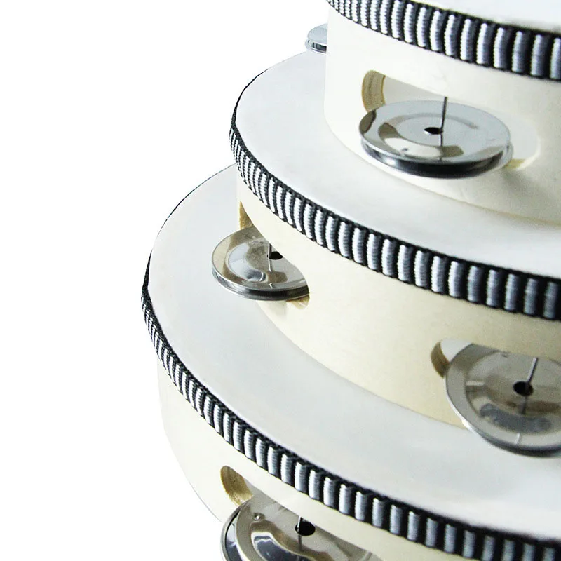 Wholesale Musical Instrument Toy Hand-held Drum Wooden Tambourine For Kids Preschool Percussion