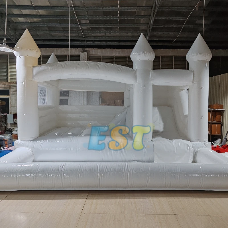 Hot Sale White Bouncy Castle Inflatable Bounce House Outdoor PVC Wedding Bounce House with Ball Pit For Adults Kids Party Rent