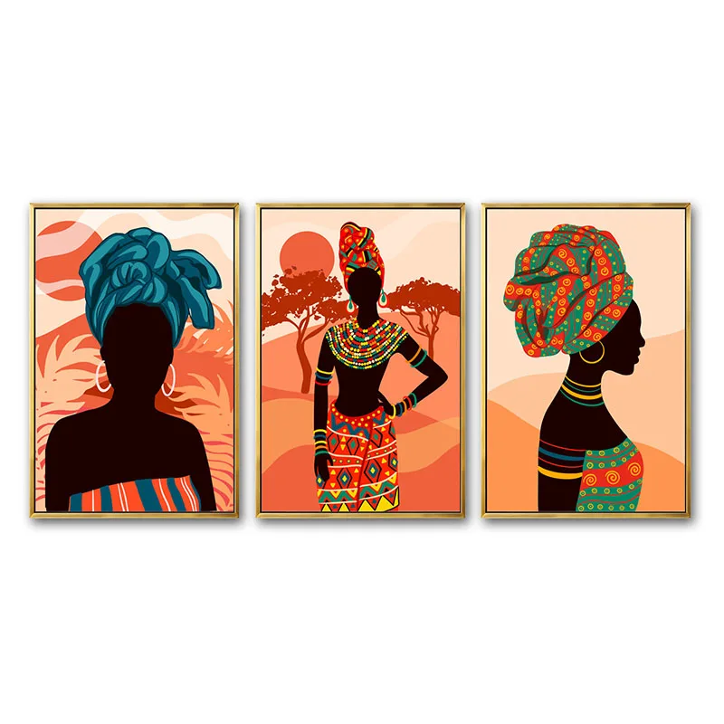 Abstract African Dancing Woman Paintings and Wall Arts Painting Modern Wall Arts with lights