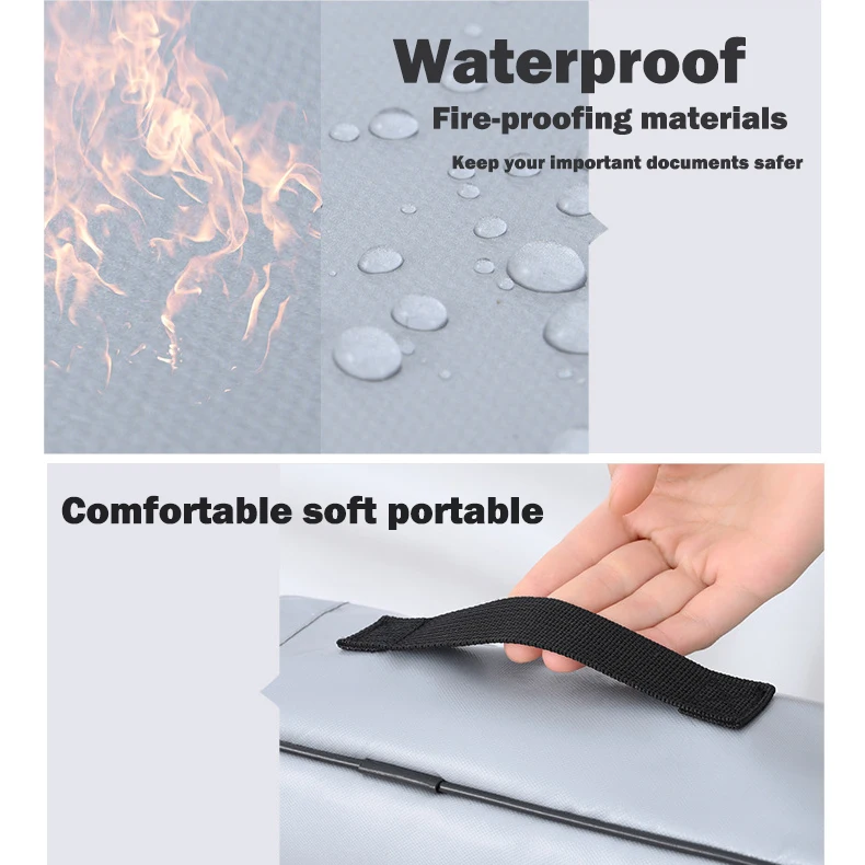 Cheap Oxford cloth zipper documents bags fire and water resistant holder organizer safe storage fireproof document bag with lock