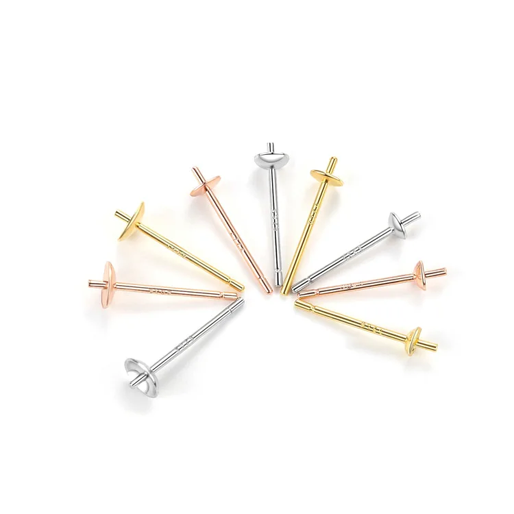 925 Sterling Silver stud earring pin 18k gold  Earring Findings Sterling Silver Ear Studs Findings for DIY Jewelry Making