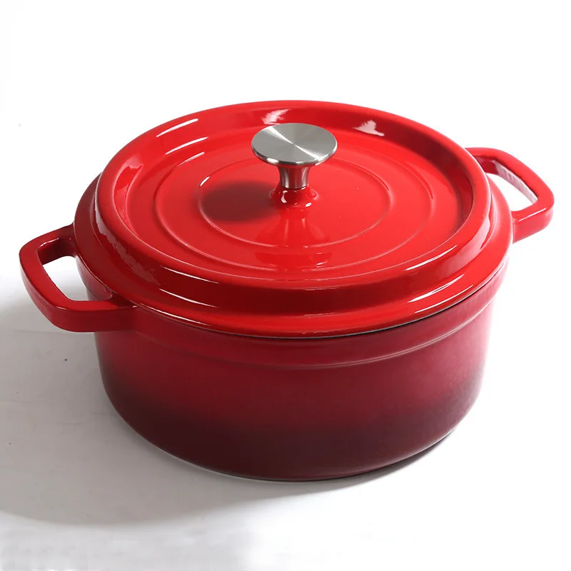 mcooker 2024 top quality round luxury kitchen dinner red round cooking enamel cast iron non stick soup casserole pot set