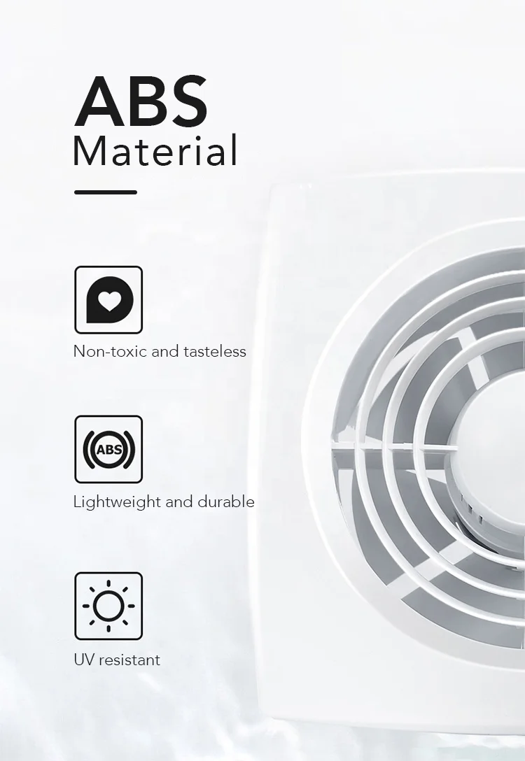 Unique4' high airflow ultra thin front panel and insect screen wall exhaust fan HGA-100B with LED light