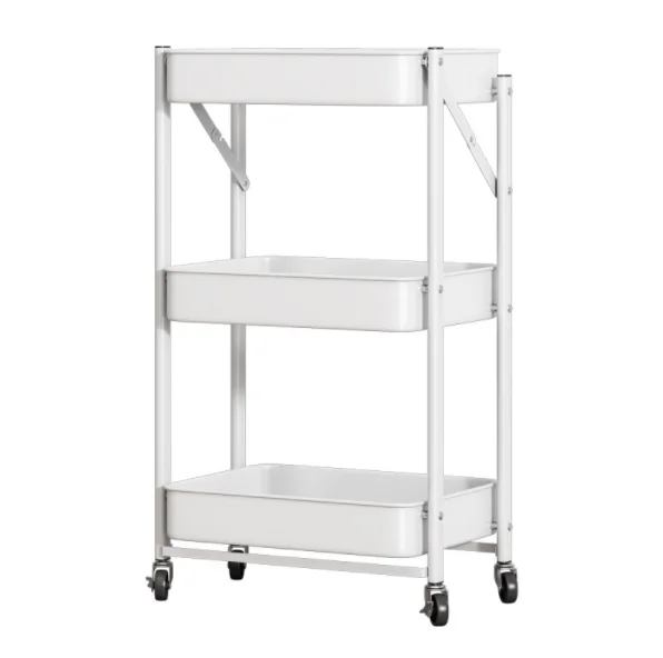 Hot Selling Kitchen Cart Hotel Foldable Three Layers ABS Storage Trolley Cart With Wheels  for Home Library Office