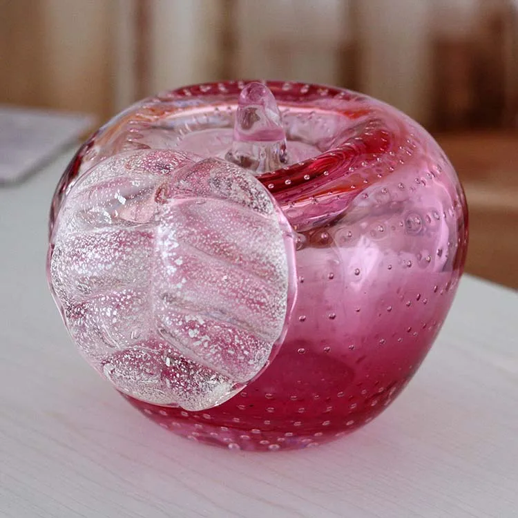 Pink hand blowm murano glass apple