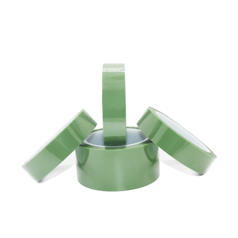 Factory Supply Heat Resistant Silicone Adhesive Tape 25mm 50mm For Lithium Battery Packing High Temperature Green PET Tape