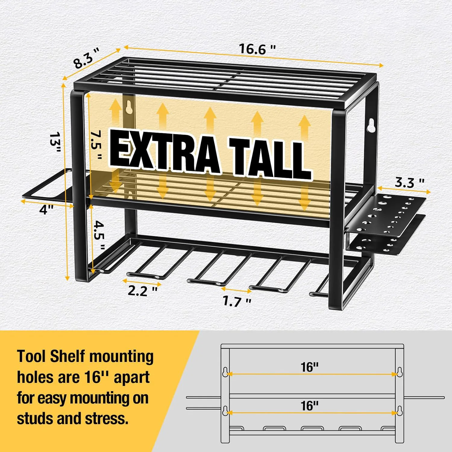 Heavy-duty Power Tools Storage Box Wall-mounted Garage Shelf Display Storage Rack Wall Rack