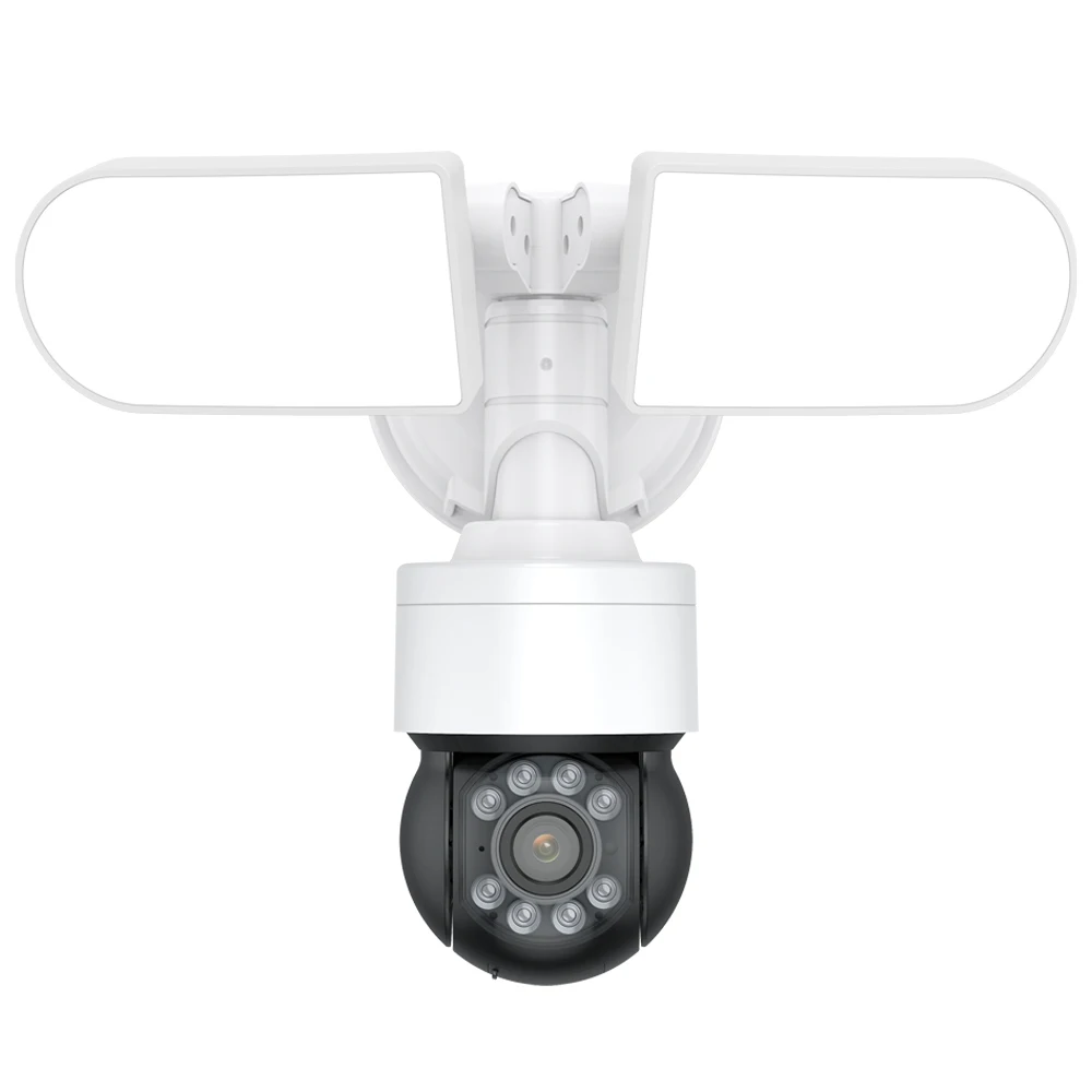 4MP AI Floodlight PTZ Security Camera Color Night Vision Human Detection Auto Tracking Outdoor 1600LM Spotlight WIFI Camera