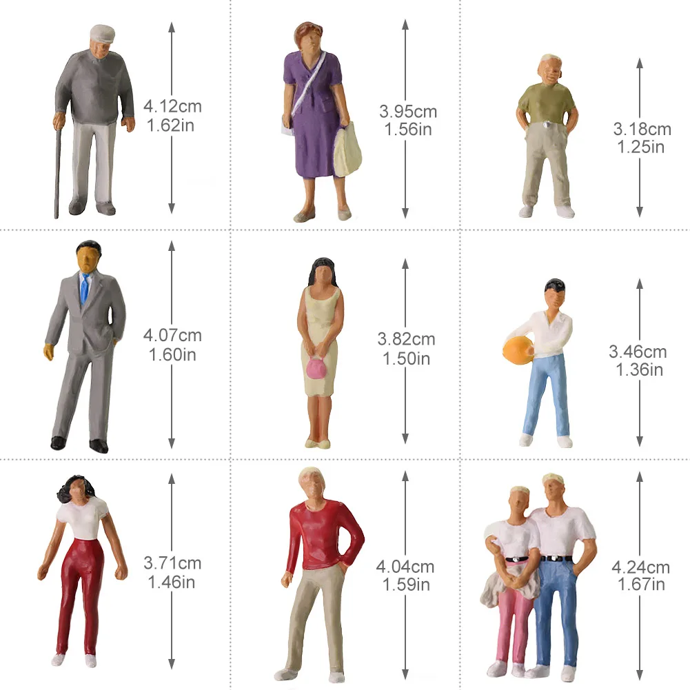 P4310 Model Train Railway Different Poses 1:43 O Scale Standing Painted Figures People