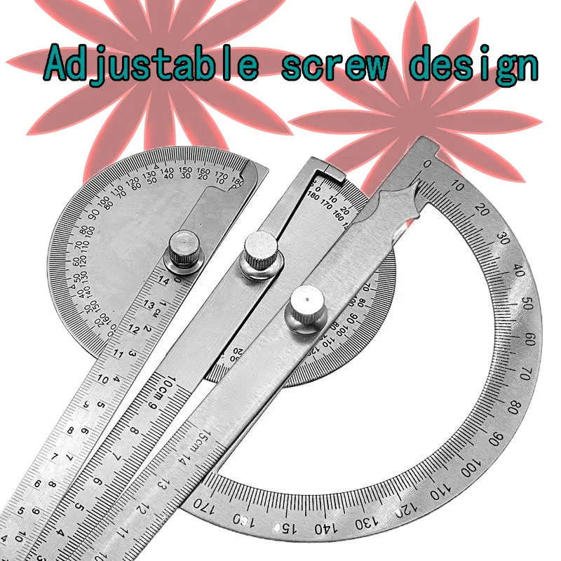 180 Degree Protractor Metal Angle Finder Goniometer Angle Ruler Stainless Steel Woodworking Tools Rotary Measuring Ruler