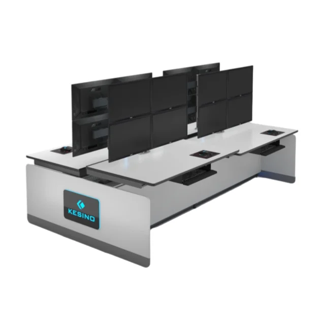 KCE series lifting column sit-stand adjustable console financial emergency command center dispatch desk with monitor stand
