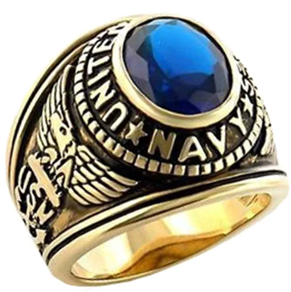 Gold military ring female NAVY military rings jewelry with good quality