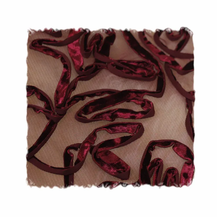 Mesh ground velvet 3D cutting tape  embroidery fabric for dress or Fashion Accessories-Bags&Purses&Totes