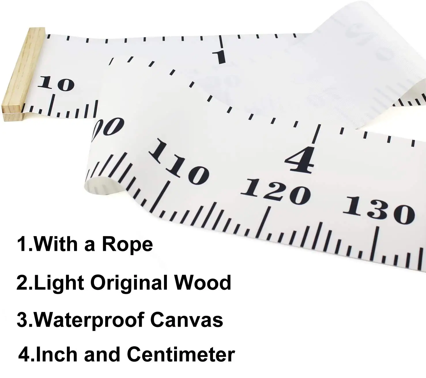Child growth chart, canvas height chart, detachable wooden wall hanging ruler measuring chart for home decoration