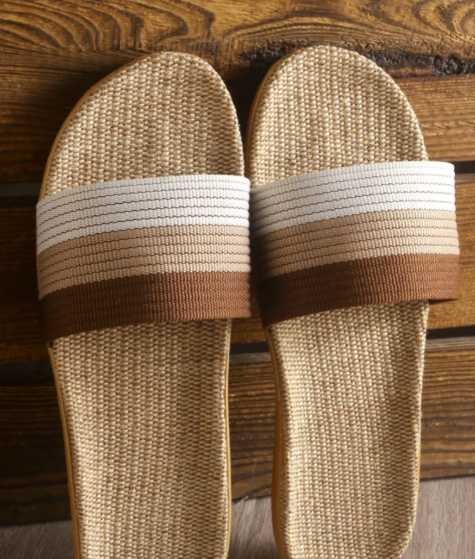 New style couple indoor slippers wooden floor cotton linen slippers non-slip men  women thick sole summer wholesale zapatillas