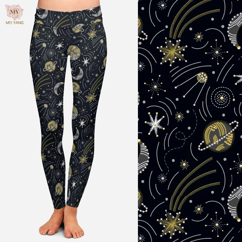 High quality planet print Women High yoga waist buttery soft 92% polyester 8% spandex leggings for women