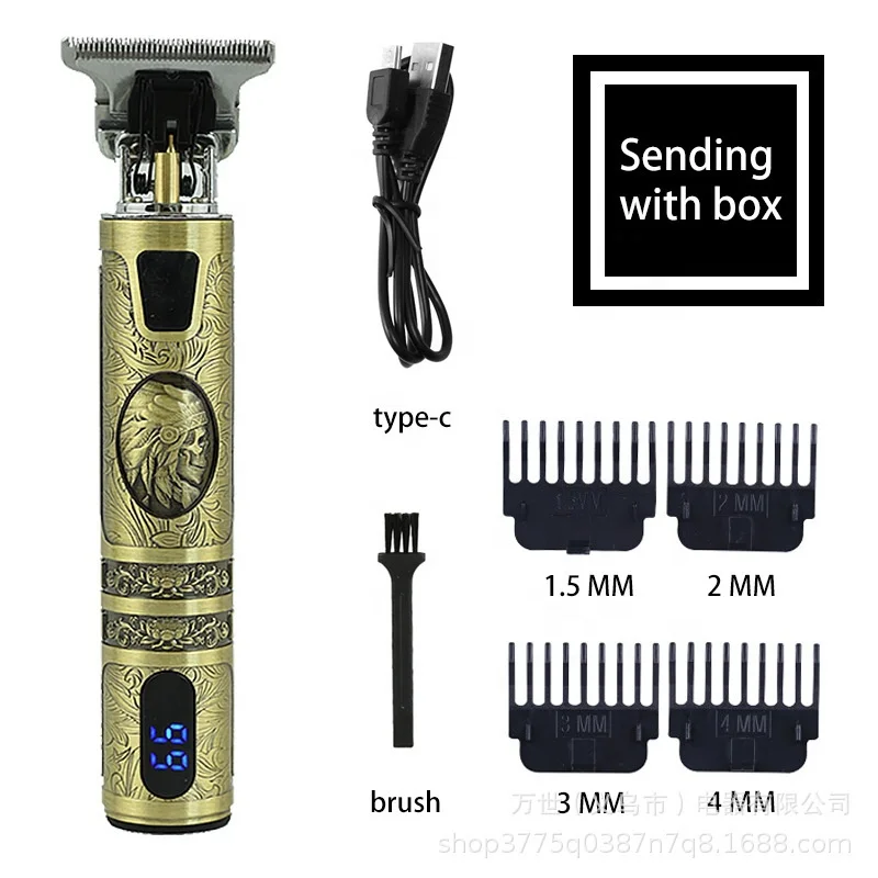 Home Use Beauty Salon Use Hair Trimmer Professional Type C Rechargeable Trimmers 4 Limit Brush Metal Stainless Steel Barber Clip